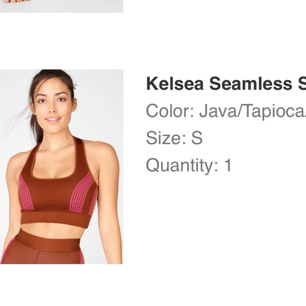 Fabletics Kelsea Seamless Sports Bra - Brown and Pink